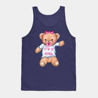 It's A Girl Teddy Bear with Pacifier Tank Top